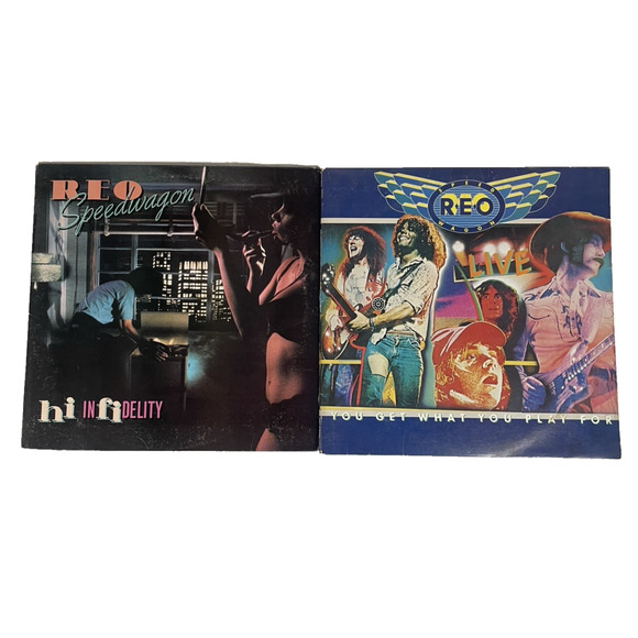 REO Speedwagon Vinyl Record Albums x2: Hi Infidelity, Live You Get What You Play - Picture 1 of 16